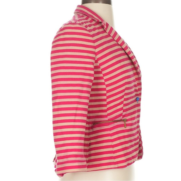 ZARA TRF Collection Pink Cream Tan Stripe Blazer Jacket Size Small Bloggers Fav - Picture 3 of 12
